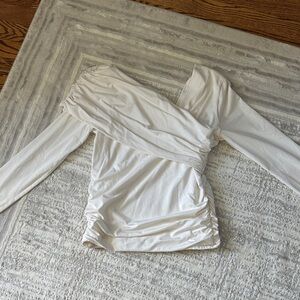 Abercrombie & Fitch Cream Off-The-Shoulder Modal-Blend Top